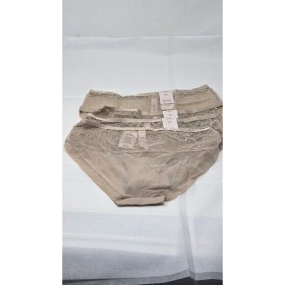 Auden Bikini Panties taupe SOLID FRONT LACE BACK & SIDES Lot of 4 size XS - Picture 5 of 5